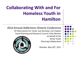 Collaborating With and For Homeless Youth in Hamilton