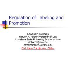 Regulation of Labeling and Promotion