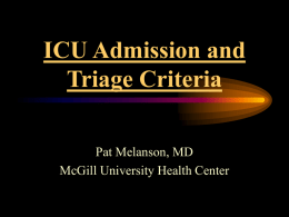 ICU Admission and Triage Criteria