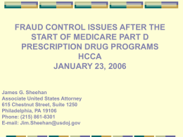 Fraud Control Issues After The Start of Medicare Part D