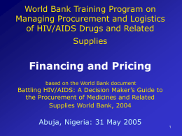 World Bank Training Program On HIV/AIDS Drugs