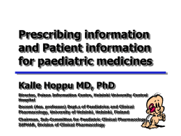 Prescribing information for paediatric medicines