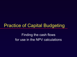 Practice of Capital Budgeting