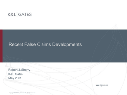 Recent False Claims Developments
