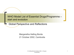 WHO Model List of Essential Drugs/Programme