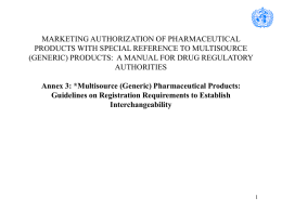 Multisource (Generic) Pharmaceutical Products