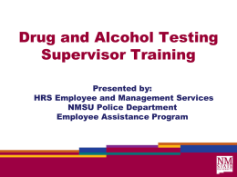 Drug and Alcohol Testing Supervisor Training (for CDL requiring units)