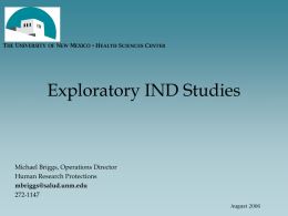 Exploratory IND Studies - UNM Health Sciences Center