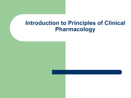 Nursing 715 Pharmacological Basis of Therapeutics