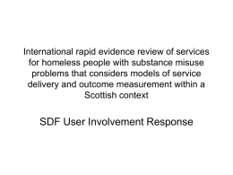 Homelessness and Substance Misuse Report