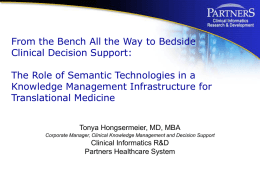 Semantic Web Bench to Bedside