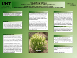 Preventing Cancer Matthew Patrick O`Hara, Department of