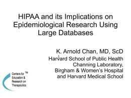 HIPAA and its Implications on Epidemiological Research