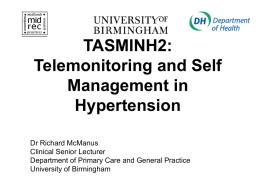 Telemonitoring and self management in hypertension