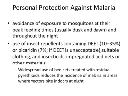 Personal Protection Against Malaria