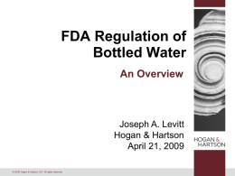 FDA Regulation of Bottled Water