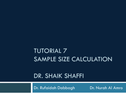 Tutorial 7 Sample Size Calculation