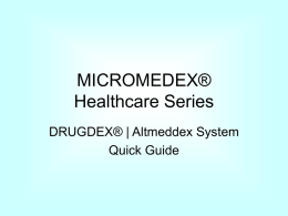 MICROMEDEX® Healthcare Series