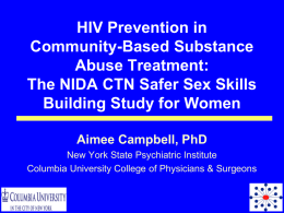 CTN-0019: HIV/STD Safer Skills Groups For Women In Methadone