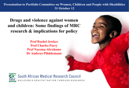 Presentation to Portfolio Committee on Women, Children and