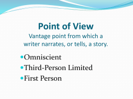 Point of View Vantage point from which a writer narrates, or tells, a