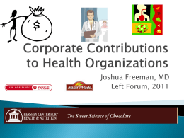 Corporate Contributions to Health Organizations – Josh Freeman