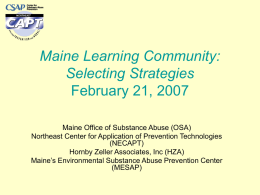 Maine Learning Community I: Selecting Strategies