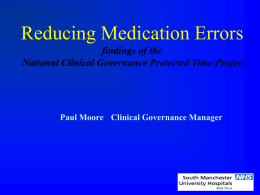 Reducing Medication Error Experience of the National Clinical