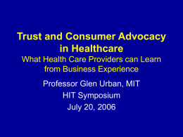 Trust and Consumer Advocacy in Healthcare