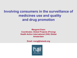 Involving Consumers in the Surveillance of Medicines Use and