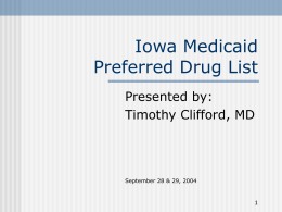Iowa Medicaid Preferred Drug List Powerpoint