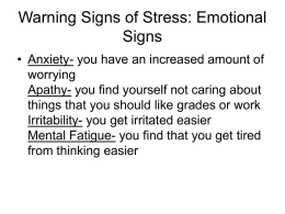 Warning Signs of Stress: Emotional Signs