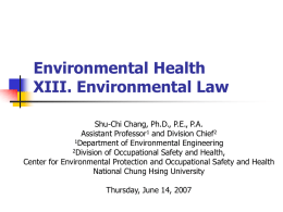 Environmental Health XIII. Environmental Law
