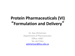 Protein Pharmaceuticals (VI)