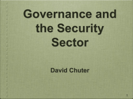 Governance and the Security Sector