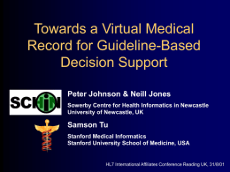 Towards a Virtual Medical Record for Guideline