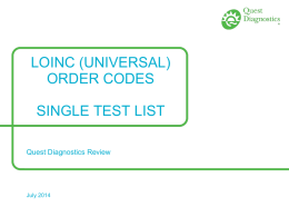 LOINC Order Code Single Test Review