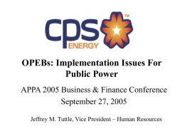 OPEBs: Implementation Issues For Public Power