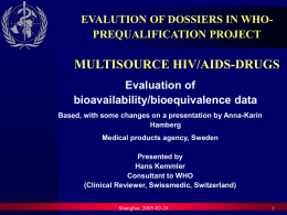 Evaluation of bioavailability/bioequivalence data
