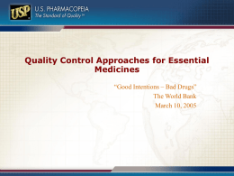 Drug Quality Issues in Developing Countries