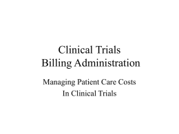 Clinical Trials Billing Administration