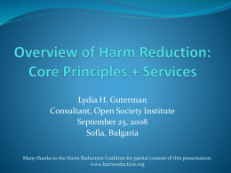 Harm Reduction overview