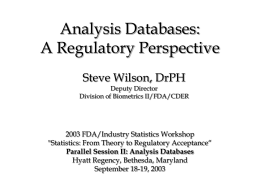 Analysis Databases: A Regulatory Perspective