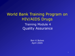 Quality Assurance - World Health Organization