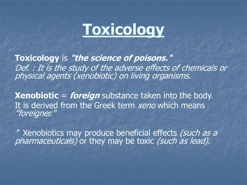 Toxicology Introduction Home Studyslide Com