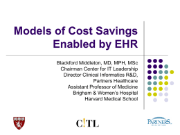Models of Cost Savings Enabled by EHR