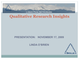 Qualititive Research Insights