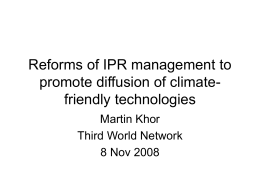 Reforms of IPR management to promote diffusion of climate