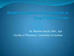 Biopharmaceutics Considerations in Drug Product