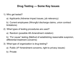 Summary of Key Drug Testing Issues